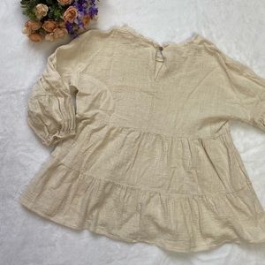 Roolee Textured Linen Like Material Ruffle Summer Blouse
